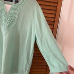 Speculation Women’s Turquoise Laced 3/4 Quarter Sleeve Blouse Sz M Green Size M Photo 4