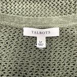 Talbots Women’s Green Open Knit Cotton Long Sleeve Blouse Size Large Petite Photo 3