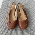 Vintage I Love Comfort Tan Leather Cutout Detail Slingback Flats Size 7.5 Photo 6