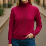 Tommy Hilfiger Magenta Turtleneck Sweater Button Cuff Size L Retro Photo 11