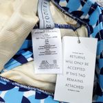 Eloquii  High Waisted Bikini Bottom Button Detail Blue White Geometric Size 22W Photo 3