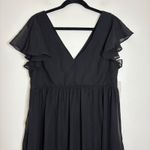 Birdy Grey Hannah Chiffon Maxi Dress Black V Neck Bridesmaid Formal Large Photo 1