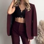 ZARA  STRAIGHT CUT BLAZER OVERSIZED JACKET WINE BURGUNDY SIZE XS NEW Photo 0