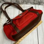 Relic  Rust Corduroy Double Handled Barrel Bag Brown Leather Straps Accents Y2K Photo 6