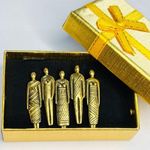 Vintage Laurel Burch Pin Brooch TRIBE People Human Brass Art Jewelry RARE Gold Photo 0