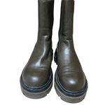 ZARA  7.5-8 US /38EU Womens Boots Low Heeled Lug Sole Ankle Army Green/Black Photo 2