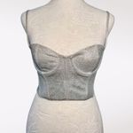 White Fox Boutique White Fox Silver Metallic Corset Top Glitter Bustier XS Photo 1