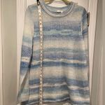 Gap Size L Blue Ombré Stripe Long Sleeve Crew Beck Loose Knit Pullover Sweater Photo 8