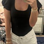 Altar'd State  Bodysuit Black Puff Sleeve Photo 1