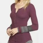 Free People  Women’s Ski Lodge Waffle Knit Thermal Shirt Size XS in Purple Photo 0