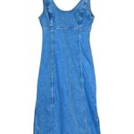 American Eagle Denim Scoop Neck Maxi Dress Size 4 Light Wash Midi Western Photo 0