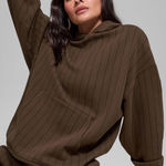 Alo Yoga  NWT Pinstripe Hoodie Sweatshirt in Expresso Size M Photo 0