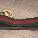 Gucci  Gold Buckle Belt with Green Strap Photo 5