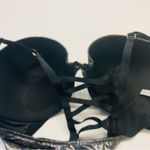 Cacique  Seriously Sexy Silver Glitter‎ Black Lace Boost Plunge Bra Plus Size 46D Photo 3