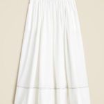 J.Crew Contrast Stitch Midi Skirt in Cotton Poplin in White, Size 10 Photo 4
