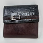 Brighton Croc Embossed Two-tone Tri Fold Wallet Black Brown Photo 0
