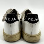 VEJA  V10 Sneakers Leather Lace Up Low Top Logo Round Toe White Emeraude 9 Photo 4