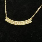 Jessica Simpson  Rhinestone Bar Fashion Necklace Gold Tone Photo 9