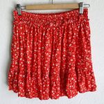 ZARA  floral ruffle smocked waist skirt red Sz medium Photo 2