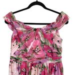 Adrianna Papell Floral Print Off the Shoulder Maxi Gown In Pink Size 10 Photo 4
