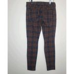 Liverpool Tartan Plaid Pants Sz 6/28 Cinnamon Navy Skinny Madonna Preppy Stretch Photo 3