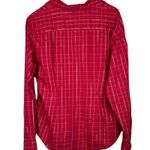 Hunt Club blouse women's 12 red plaid button front lurex long sleeve shirt Photo 2