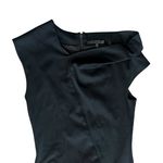 Helmut Lang  Women’s Asymmetric Hem Sleeveless Black Ruched Scuba Mini Dress Sz 2 Photo 2