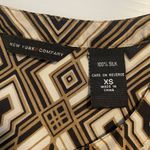 Geometric Print Dress Short Sleeve V Neck Brown Black White Mini Retro Preppy Size XS Photo 4