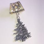 Silver Tone Christmas Tree Boho Holiday Slider Pendant Photo 1