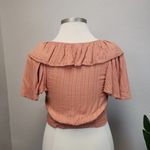 Free People  Orange Ruffle Collared Crop Top - Size Small Photo 4