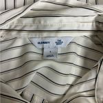 Old Navy Classic Shirt Blouse Women’s Large | Cream Pinstripe Button Front Photo 2