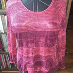 Lucky Brand  pink & red striped XL scoop neck long sleeve top Photo 0