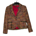 Liz Claiborne Blazer Size 10 Petite Multi Color Leather Buttons Lined Womens LS Photo 0
