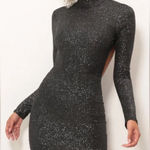 Lucy in the Sky Open Back Black Glitter Dress Photo 0