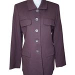 Morgan Taylor M.T. Studio Burgundy 100% Wool Button Down With Blazer Size 6 Photo 0