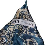 ZARA Aqua Teal Blue & White Designer Paisley Dress Women’s Size Medium Large Fit Photo 4