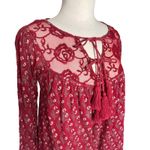 Free People  Women’s Nomad Child Cherry Red Floral Boho Mini Dress Photo 8