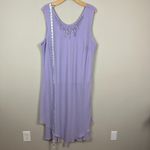 Roamans Maxi Dress Womens 34W‎ Purple Floral Embroidered Neck Sleeveless *Stains Photo 12
