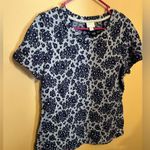 Anthropologie  Postmark Blue Floral Tee L Photo 3