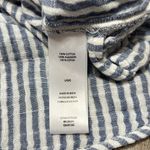 Beach Lunch Lounge Women Top Large White Gauze Cotton Blue Stripe Button Coastal Photo 2