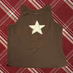 Brown Ribbed Tank top w White star Photo 0