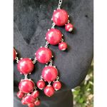 Women's Red Statement Necklace Lobster Clasp Bubble Beads Bold Gold Photo 3