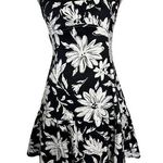 Black & White Floral Baby Doll Mini Sleeveless Dress Size Med Wedding Guest Photo 0