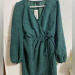 Simplee Apparel Simplee Apperal™ Hunter Green wrap like v neck dress| size L NWT Photo 0