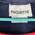 Paquette Navy Cropped Button Cardigan – Geometric Print, Size L Blue Size L Photo 1