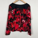 Vivienne Tam Blouse Top Womens 10 Red Black Cowl Neck Long Sleeve Abstract Art Photo 5