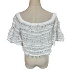 Alexis  Valetin Crochet Fringe Off The Shoulder Crop Top in White Photo 7