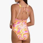 Sunshine 79 women’s size 2 multi Plunge Mio One Piece Swimsuit removable pads Pink Photo 2
