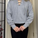 LA Hearts Light Grey Gray Lace-Up Pullover Hoodie Jacket Sweatshirt | Photo 1