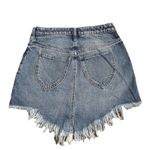 We The Free Free People Women’s Fringe Blue Frayed Hem Medium Wash Denim Mini Skirt Sz 25 Photo 1